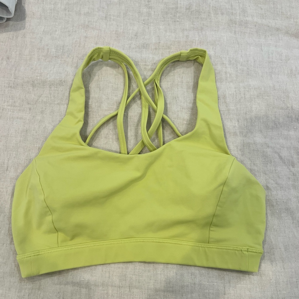 Lime green Lululemon sports bra size 4